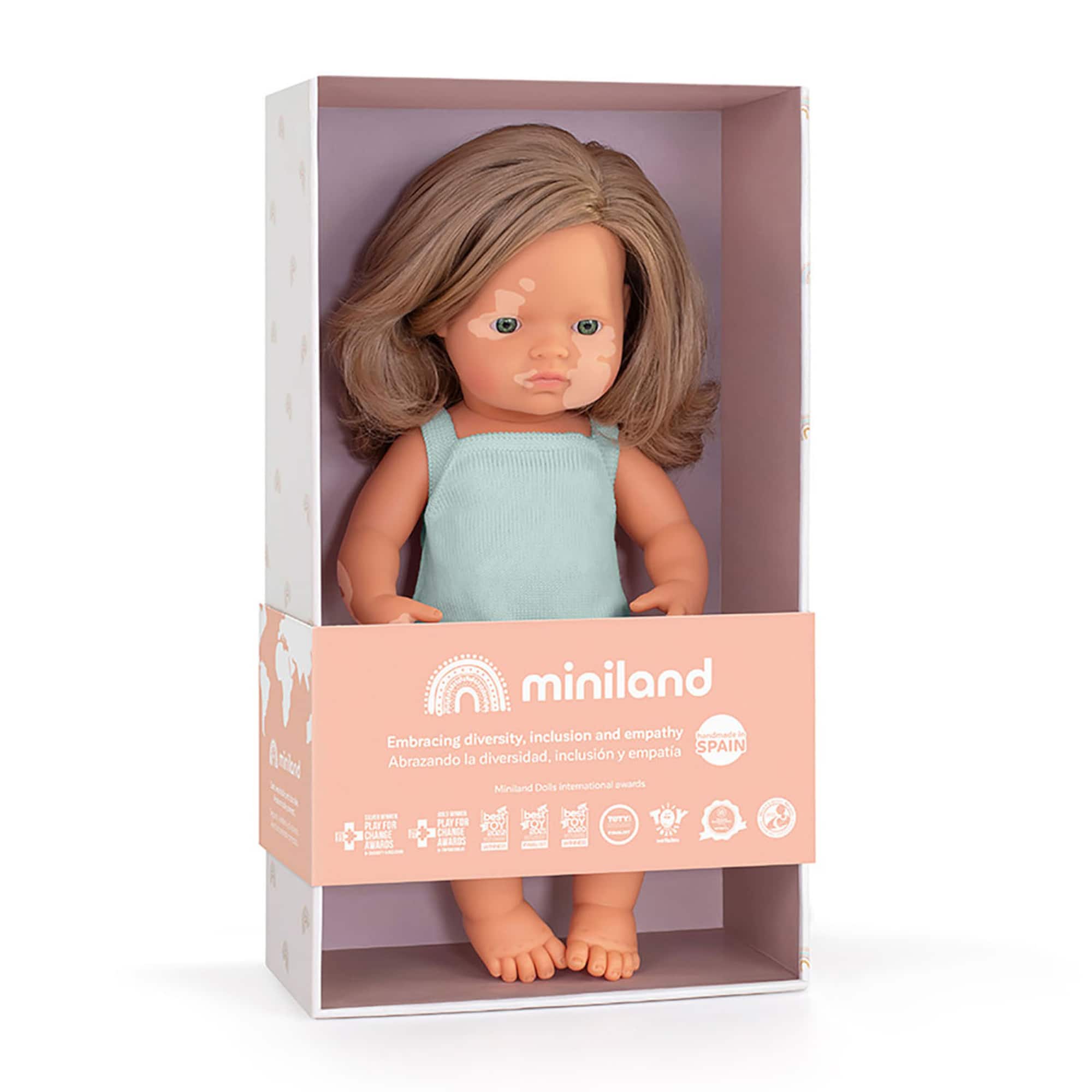 Miniland 15" Anatomically Correct Caucasian Blonde Girl Baby Doll with Vitiligo